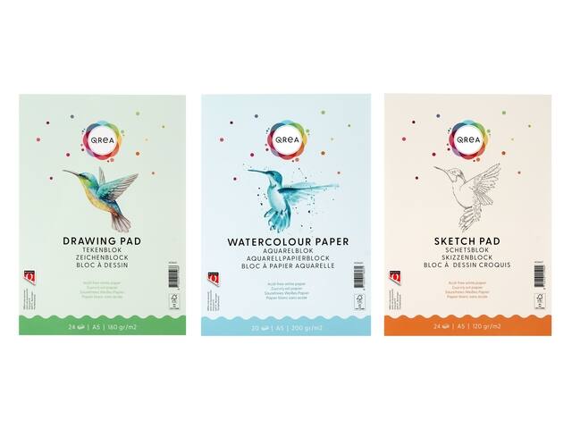 Tekenblok Qrea A5 24vel 160gr gelijmd