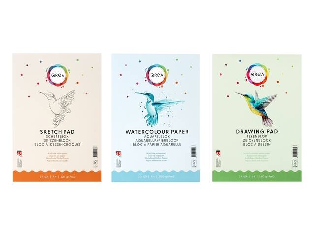 Aquarelblok Qrea A4 20vel 200gr gelijmd