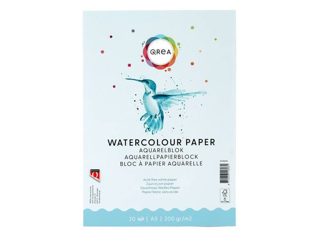 Aquarelblok Qrea A5 20vel 200gr gelijmd