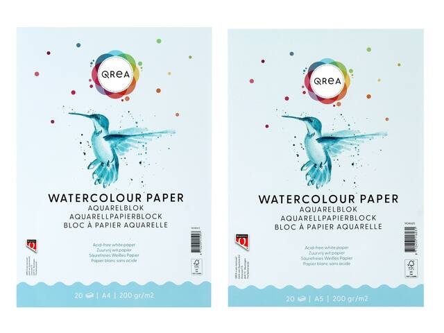 Aquarelblok Qrea A5 20vel 200gr gelijmd