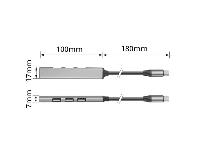 USB-C hub 3x USB-A 2.0 en 1x USB-A 3.0