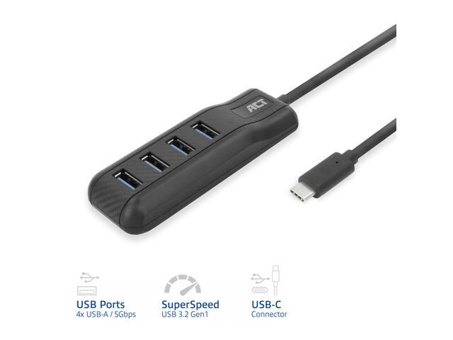 USB-C hub 3.0 4 poorts USB-A