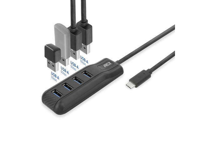 USB-C hub 3.0 4 poorts USB-A