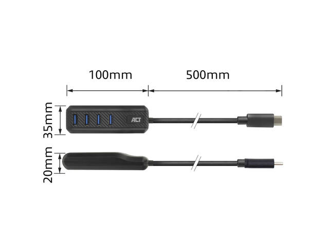 USB-C hub 3.0 4 poorts USB-A