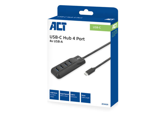 USB-C hub 3.0 4 poorts USB-A