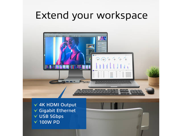 USB-C 4K docking station voor 1 HDMI monitor