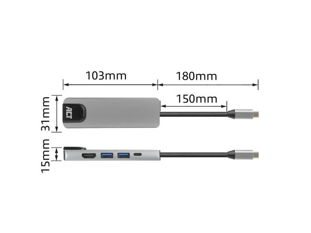 USB-C 4K docking station voor 1 HDMI monitor