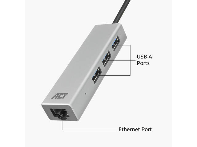 USB-C hub 3.0 3x USB-A Gigabit ethernet
