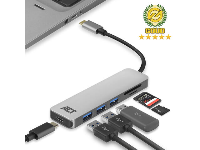 USB-C hub 3.0 3x USB-A cardreader PD