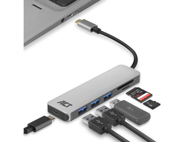 USB-C hub 3.0 3x USB-A cardreader PD