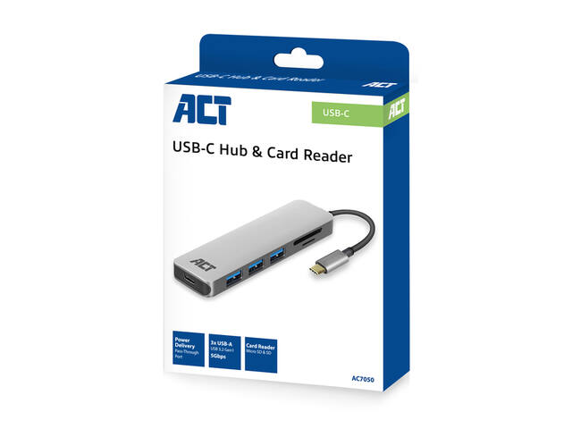 USB-C hub 3.0 3x USB-A cardreader PD