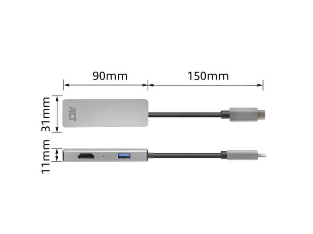 Adapter ACT USB-C 4K multiport 2 HDMI monitoren