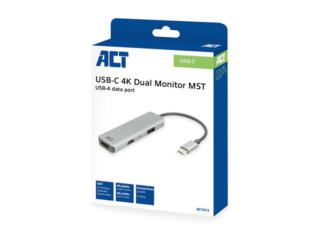 Adapter ACT USB-C 4K multiport 2 HDMI monitoren