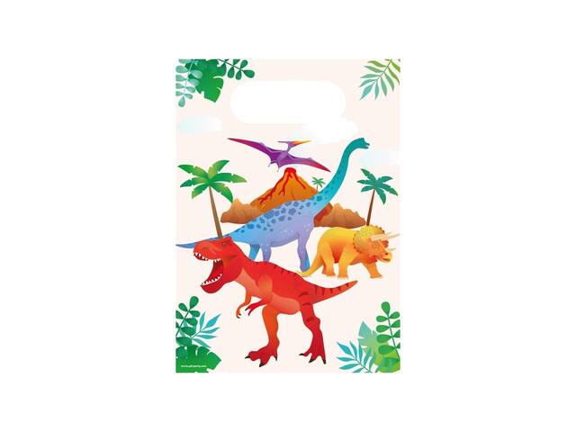 Cadeau tasjes Dino papier 23x16cm 6 stuks