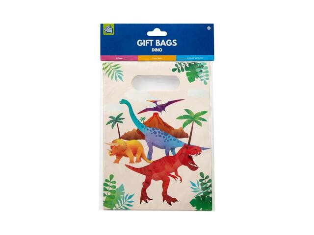 Cadeau tasjes Dino papier 23x16cm 6 stuks