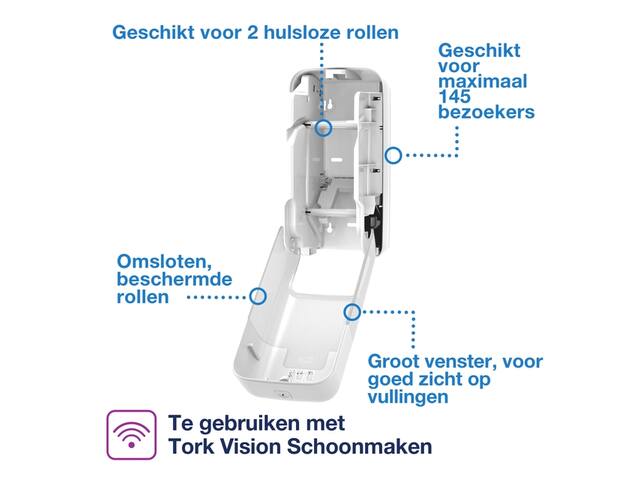 Toiletpapierdispenser Tork T7 verticaal duo wit