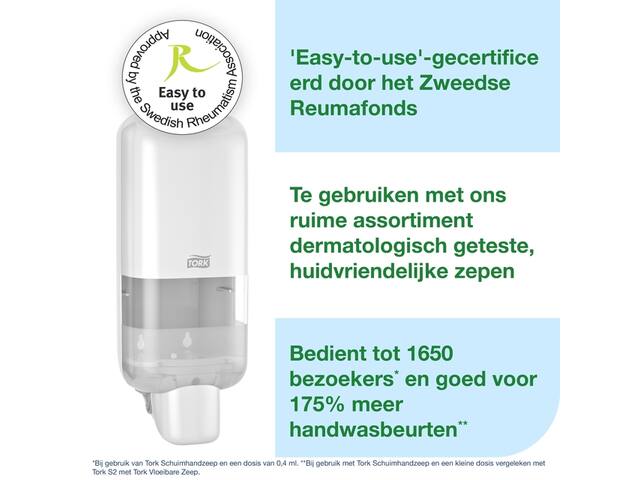 Zeepdispenser Tork S4 Elevation 1000ml wit