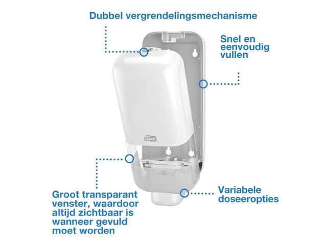 Zeepdispenser Tork S4 Elevation 1000ml wit