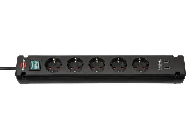Stekkerdoos Brennenstuhl Brem 5vdig 2 USB C 3m zw