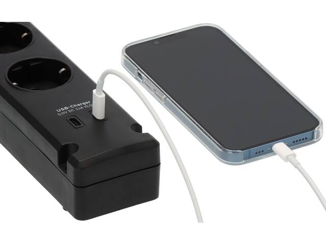 Stekkerdoos Brennenstuhl Brem 5vdig 2 USB C 3m zw