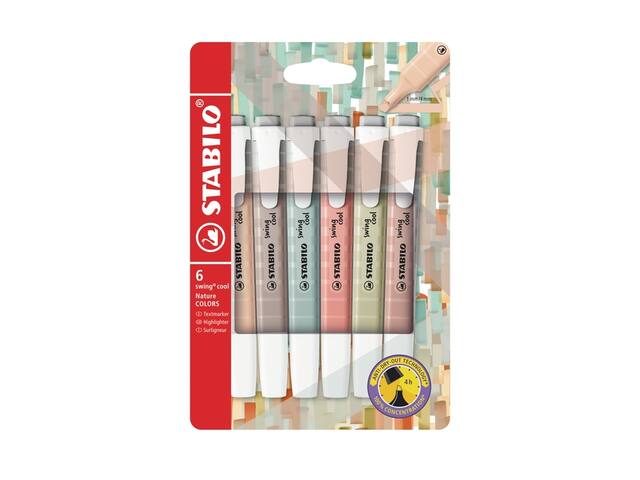 Markeerstift STABILO Swing cool nature assorti 6st