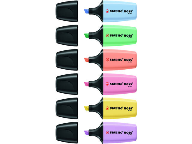 Markeerstiftt STABILO BOSS mini pastel ass 6 stuks