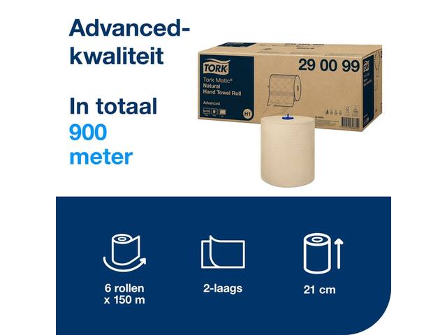 Handdoekrol Tork H1 Advanced 2laags 150m naturel