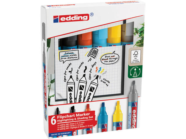 Viltstift edding 385 flipover en 380 - 383 6st ass