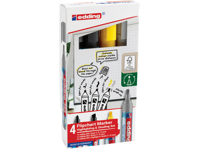 Viltstift edding 385 flipover en 380 - 383 4st ass