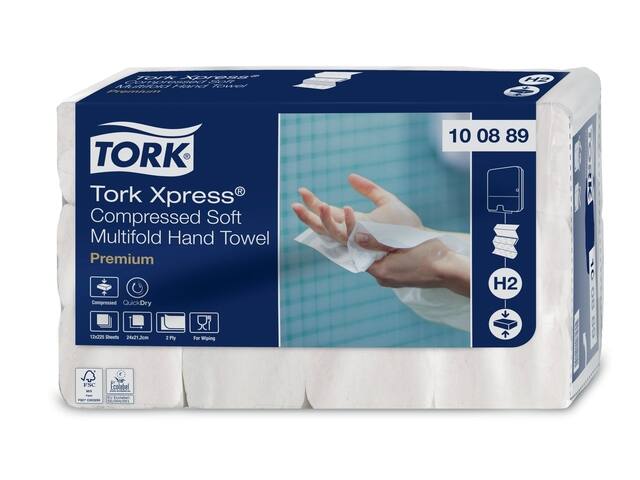 Handdoek Tork H2 Xpress compressed Premium 212x240