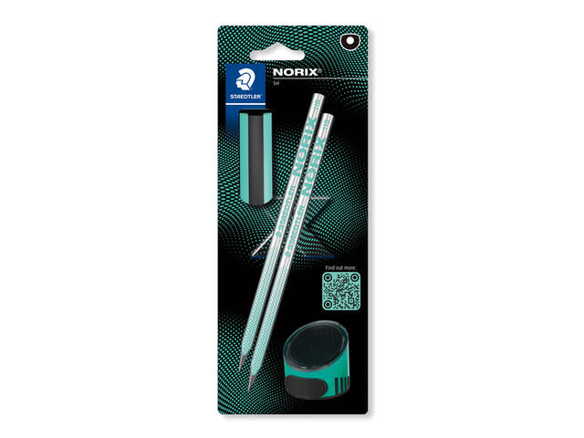 Potlood Norix blister 2 st HB zwart groen
