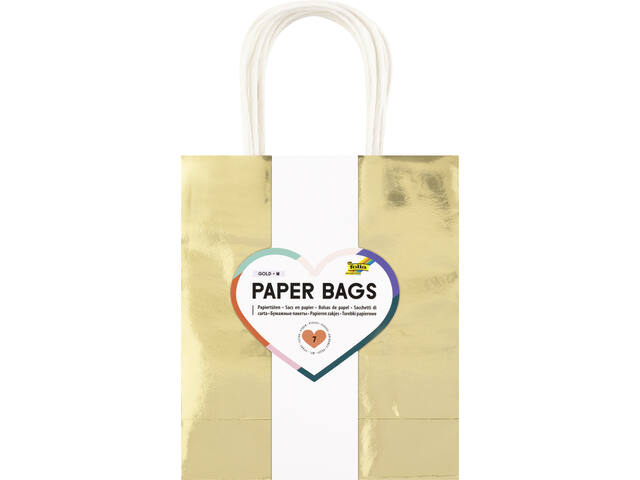 Cadeautas Folia goud kraft 18x21x8cm 7 stuks