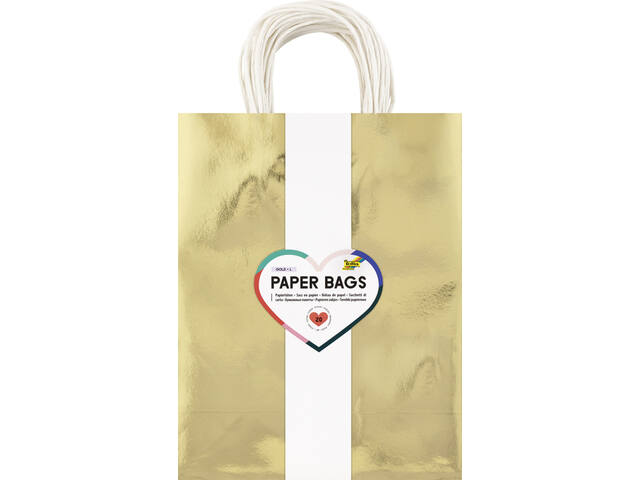 Cadeautas Folia goud kraft 24x31x12cm 20 stuks