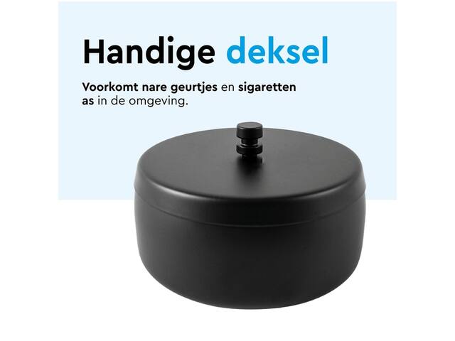 Asbak BRASQ tafelmodel 1 liter met deksel zwart