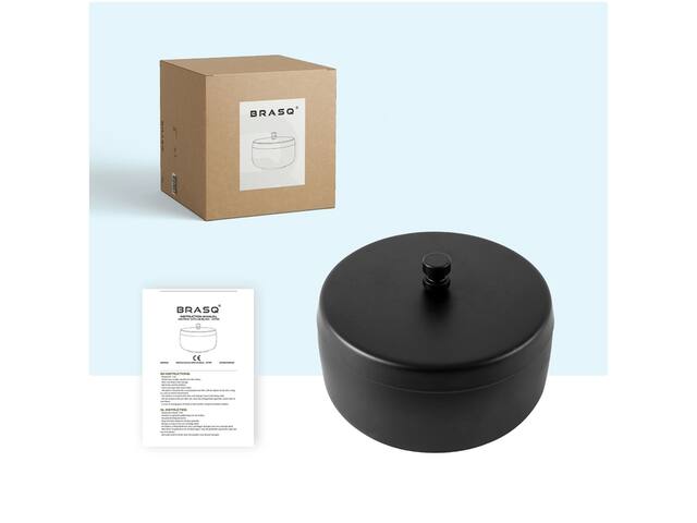 Asbak BRASQ tafelmodel 1 liter met deksel zwart