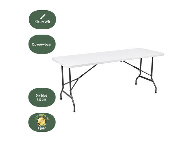 Vouwtafel BRASQ 180x70x74cm FT180 wit