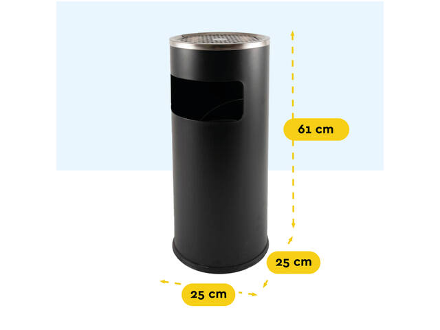 Afvalbak met asbak BRASQ 11 liter AT500 zwart