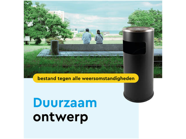 Afvalbak met asbak BRASQ 11 liter AT500 zwart