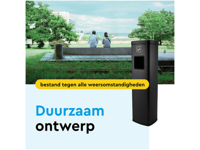 Afvalbak met asbak BRASQ 20 liter AT400 zwart