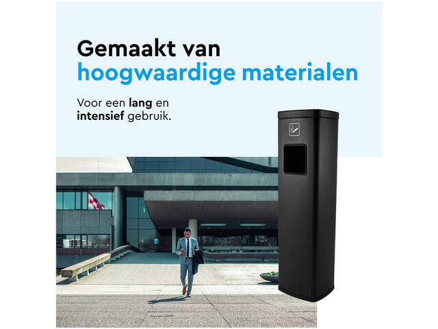 Afvalbak met asbak BRASQ 20 liter AT400 zwart