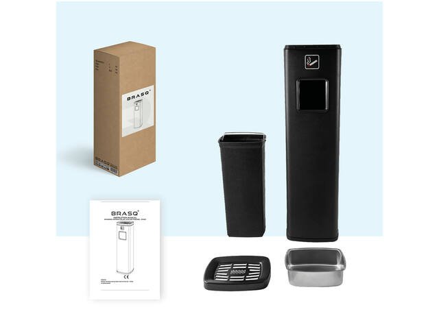 Afvalbak met asbak BRASQ 20 liter AT400 zwart