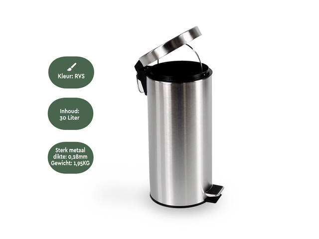 Pedaalemmer BRASQ 30 liter rvs
