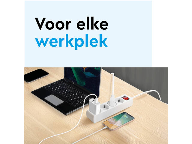 Stekkerdoos BRASQ 4 voudig 5 meter zwart