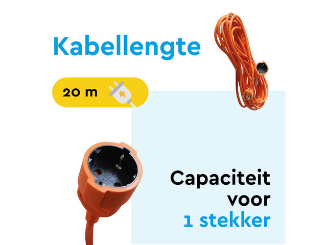 Verlengkabel BRASQ 20m oranje