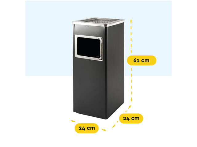 Afvalbak met asbak BRASQ 16 liter AT600 zwart