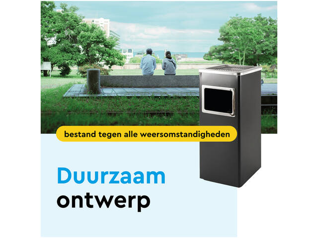 Afvalbak met asbak BRASQ 16 liter AT600 zwart