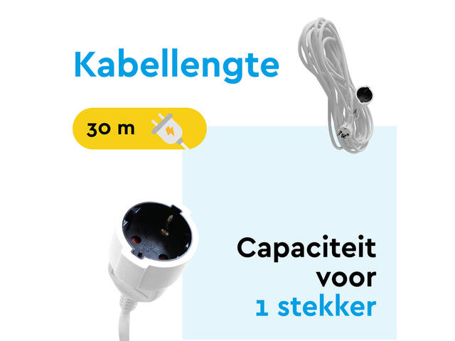 Verlengkabel BRASQ 30m wit