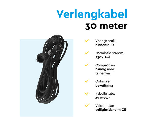 Verlengkabel BRASQ 30m zwart