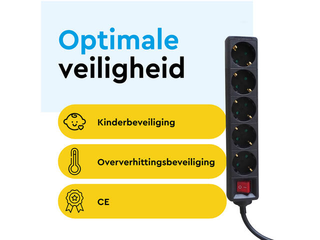 Stekkerdoos BRASQ 5 voudig 5 meter zwart