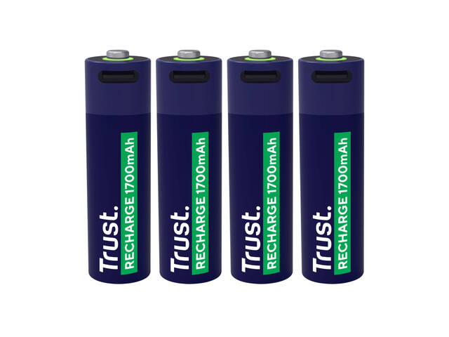 Batterij Trust USB-C oplaadbaar AA 4 stuks
